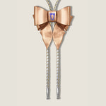 Marrs Makers Metallic Copper Leather Bolo Necklace with Bow Ornament Braided Leather Cord Nickel-Plated Metal Tips 