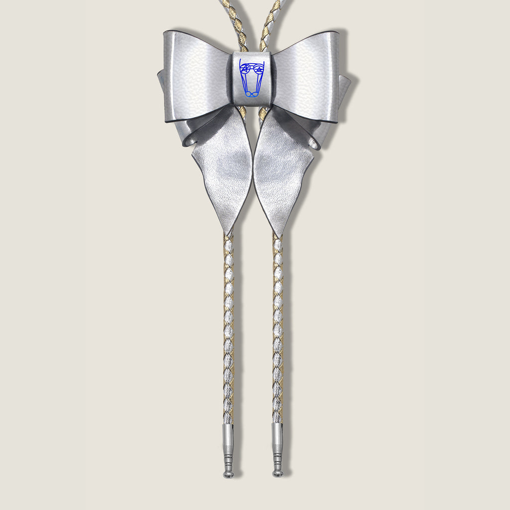 Marrs Makers Metallic Silver Leather Bolo Necklace Front VIew