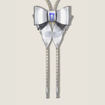 Marrs Makers Metallic Silver Leather Bolo Necklace Front VIew