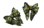 Camouflage Saffiano leather bows for sneakers