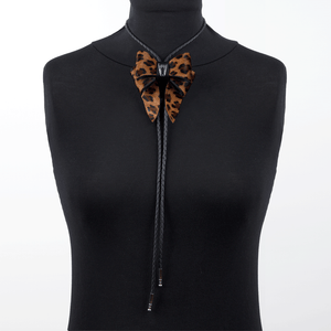 Marrs Makers Leopard Calf Hair Leather Bolo Tie Necklace