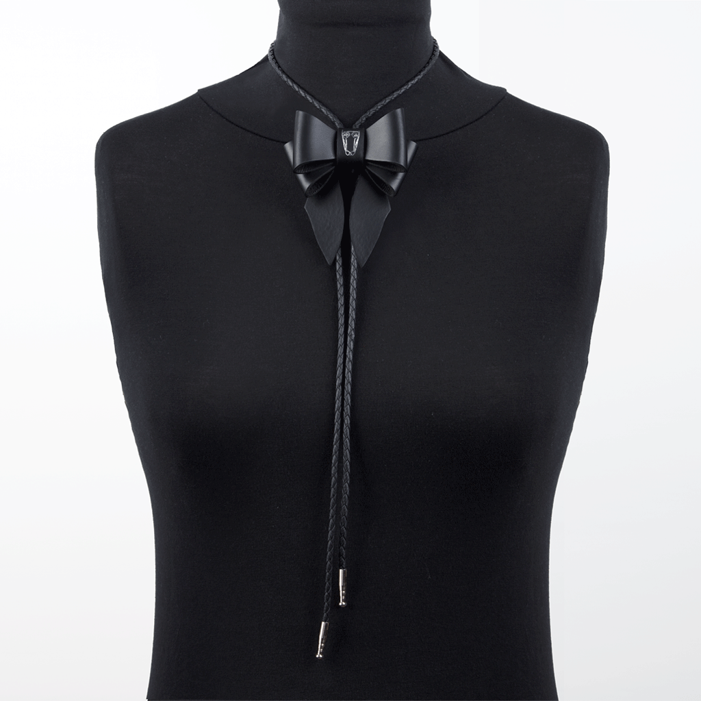 Marrs Makers Matte Black Calf Leather Bolo Tie Necklace