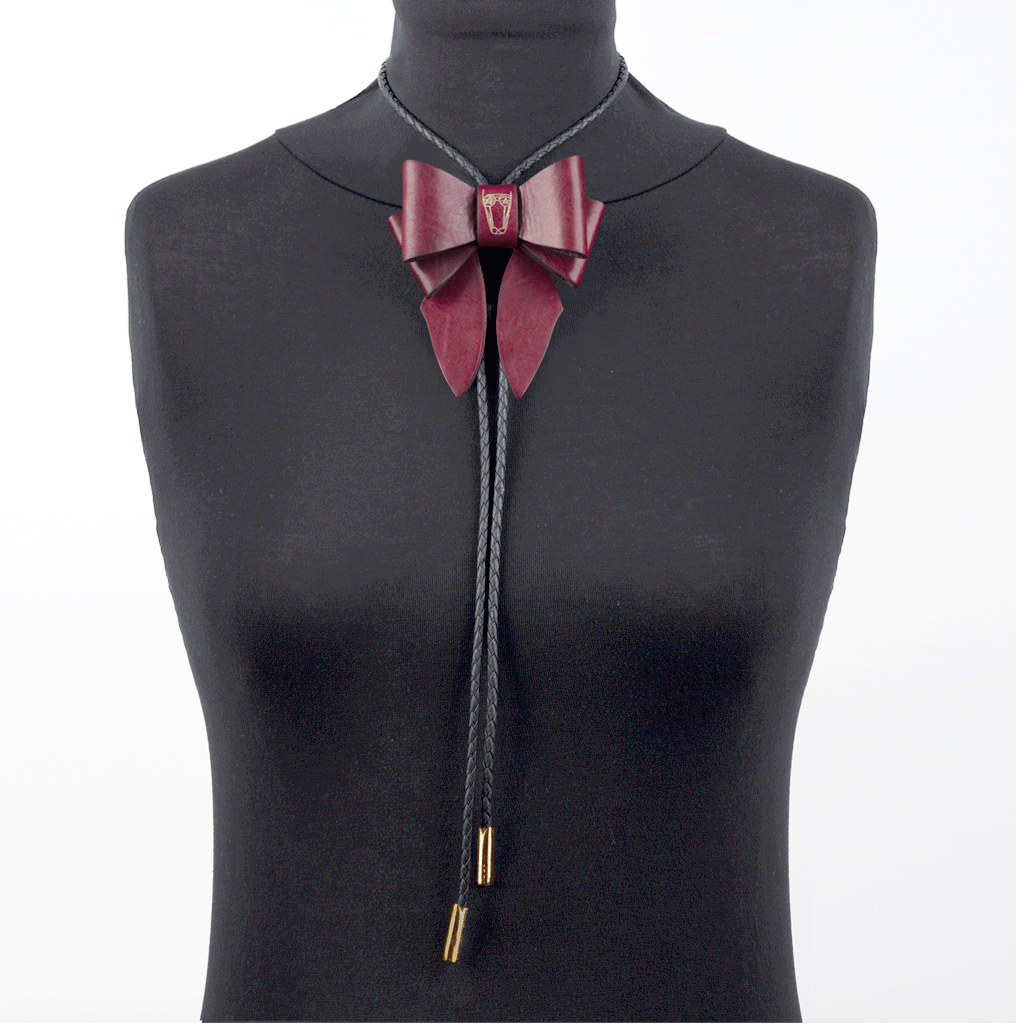 Marrs Makers Vintage Burgundy Leather Bolo Tie Necklace