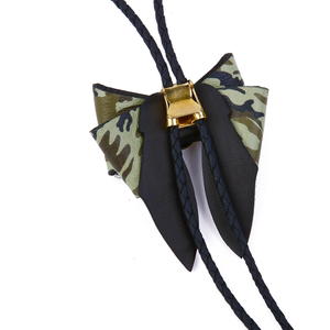 Camouflage bolo tie necklace gold-plated metal clip closure
